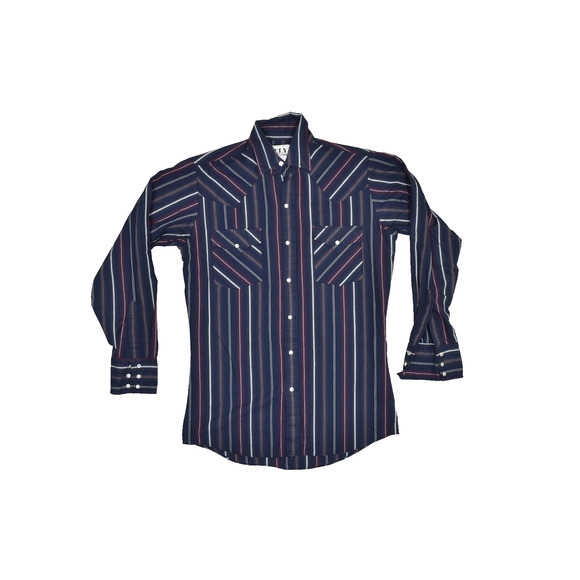 Ely Cattleman Men's Western Snap Button Shirt Striped Size S Pearl Snap - Picture 1 of 8